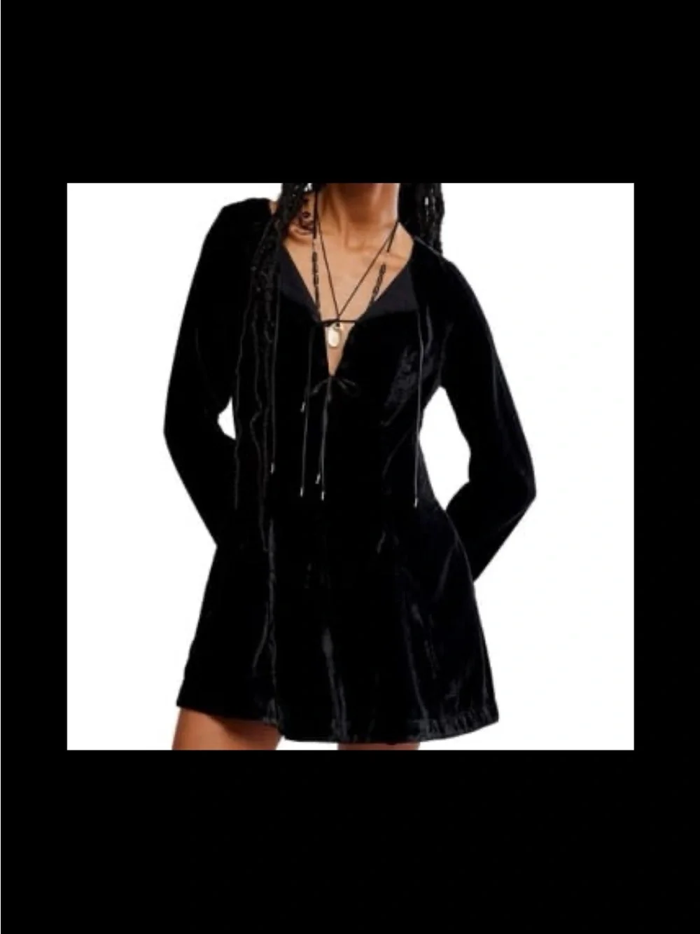 NWT free people women’s linney V neck mini dress black size 12